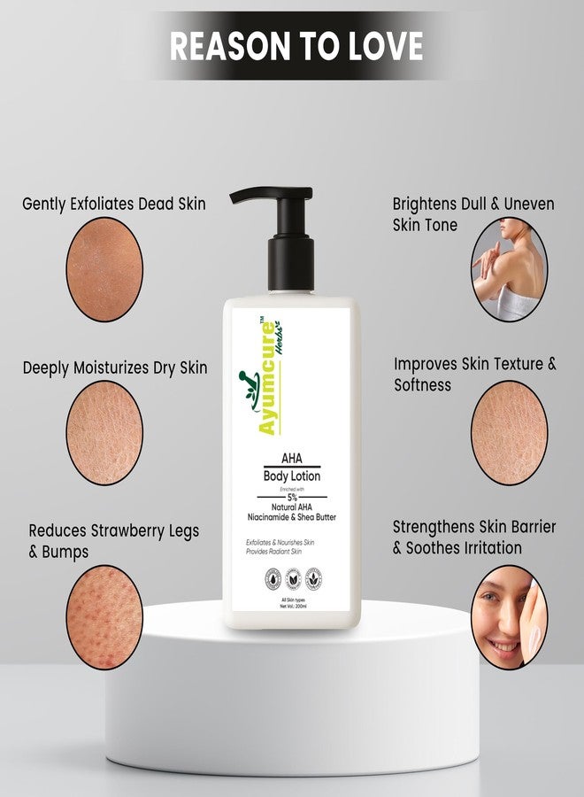 Ayumcure AHA Body Lotion with 5% Natural AHA, Niacinamide & Shea Butter | Exfoliates Dead Skin Cells, Deeply Nourishes & Brightens Skin | Non-Greasy Formula | For Men & Women | 200ml - Image 3