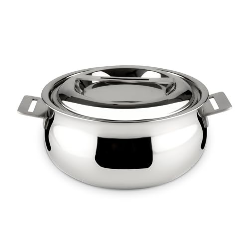 FnS Monja Stainless Steel Double Wall Insulated Designer Casserole with Lid | BPA Free | Odour Proof| Easy to Carry | Easy to Store | Ideal for Chapatti | Roti | Serving Casserole (1600 ml) - Image 2