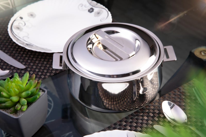 FnS Monja Stainless Steel Double Wall Insulated Designer Casserole with Lid | BPA Free | Odour Proof| Easy to Carry | Easy to Store | Ideal for Chapatti | Roti | Serving Casserole (1600 ml) - Image 5