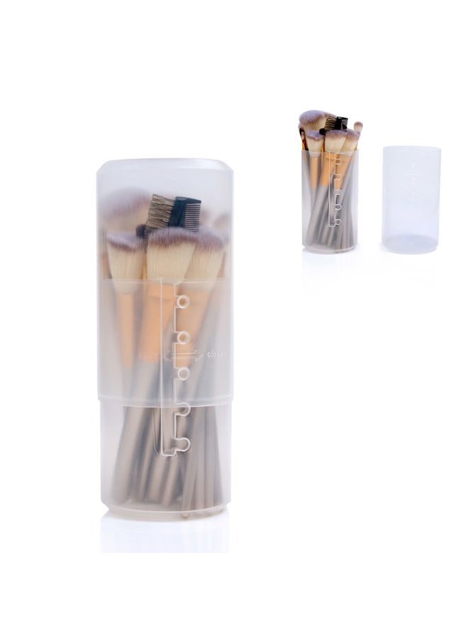 OCHEAL Retractable Makeup Brush Holders, Brushes Organizer Plastic Clear Travel Makeup Brush Case Brushes Container Cup Dustproof Storage for Women and Girls Makeup Artist  - Image 1