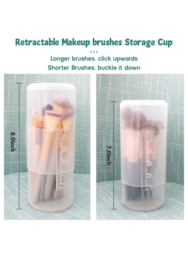 OCHEAL Retractable Makeup Brush Holders, Brushes Organizer Plastic Clear Travel Makeup Brush Case Brushes Container Cup Dustproof Storage for Women and Girls Makeup Artist  - Image 5