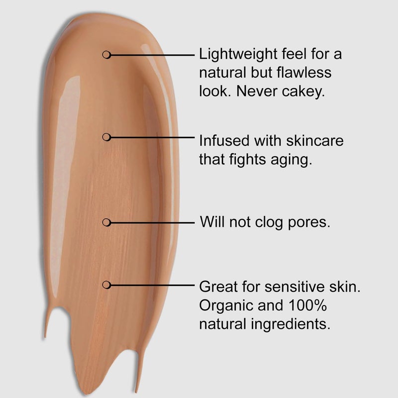 BaeBlu Organic Aloe-Based LUX Liquid Foundation, Natural Vegan Gluten-Free Made in USA, Cinnamon - Image 2