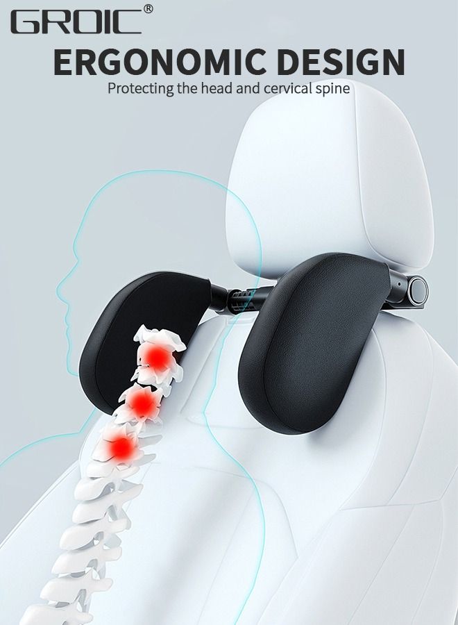 GROIC Car Headrest Pillow, 180° Adjustable, U- Shaped Design, Head, Neck Support Pillow, Travel Sleeping Car Headrest, Suitable for Kids and Adults,Head Neck Support Detachable, Car Interior - Image 3