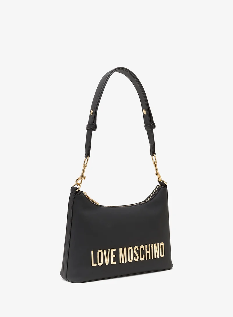 لوف موسكينو logo top handle zip through sholder bag