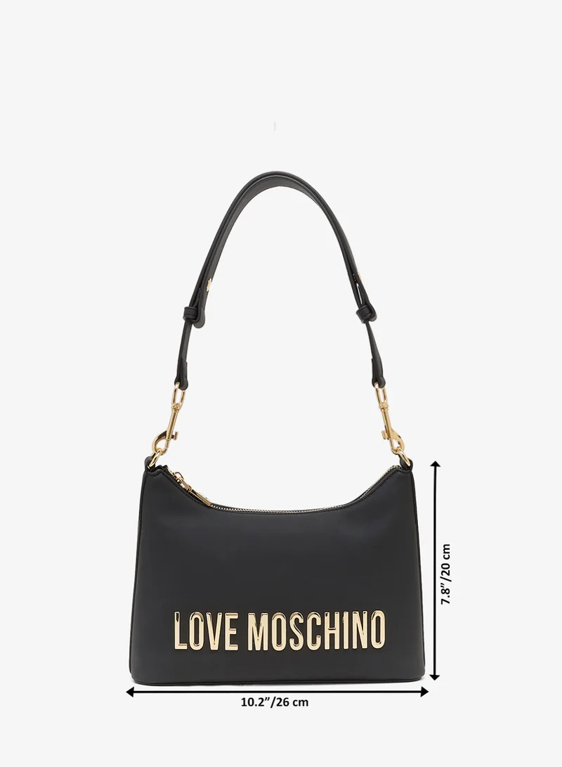 لوف موسكينو logo top handle zip through sholder bag
