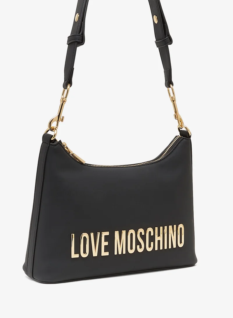 لوف موسكينو logo top handle zip through sholder bag