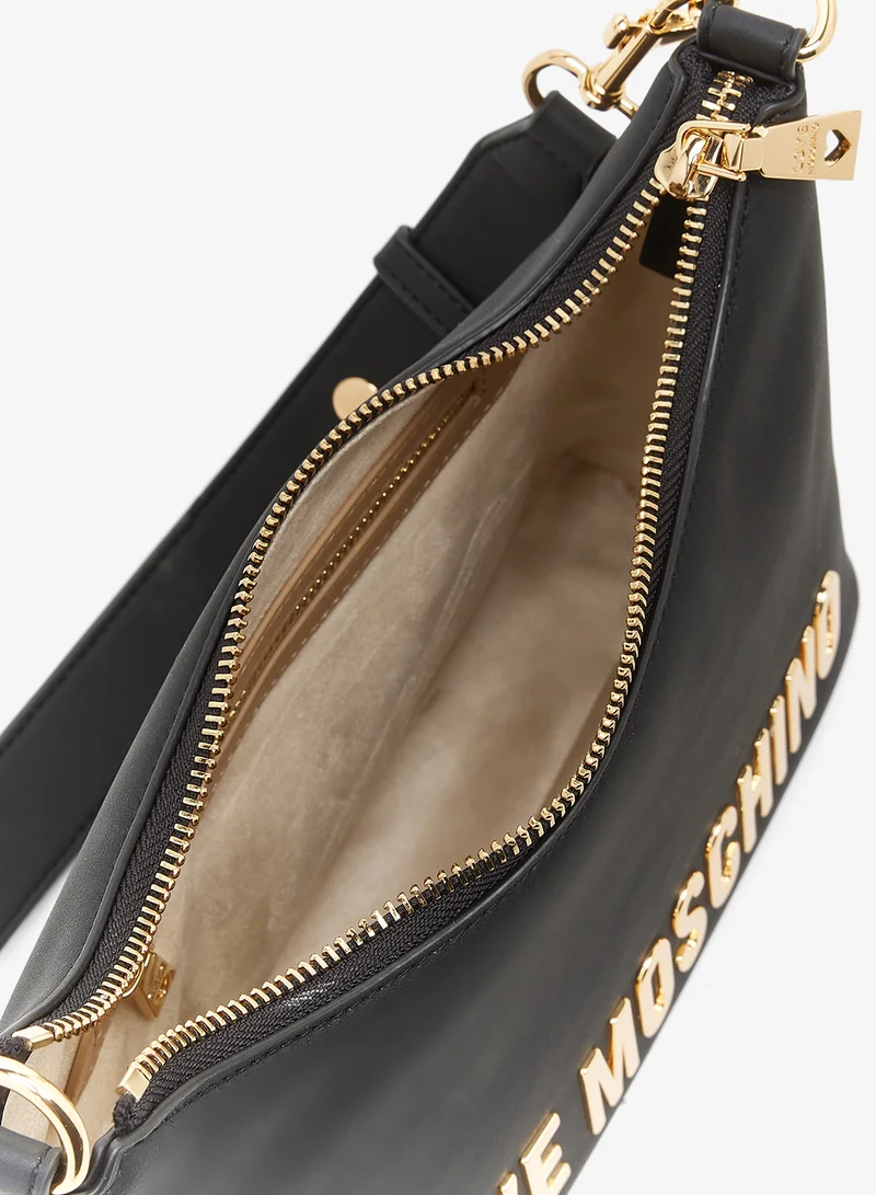 لوف موسكينو logo top handle zip through sholder bag