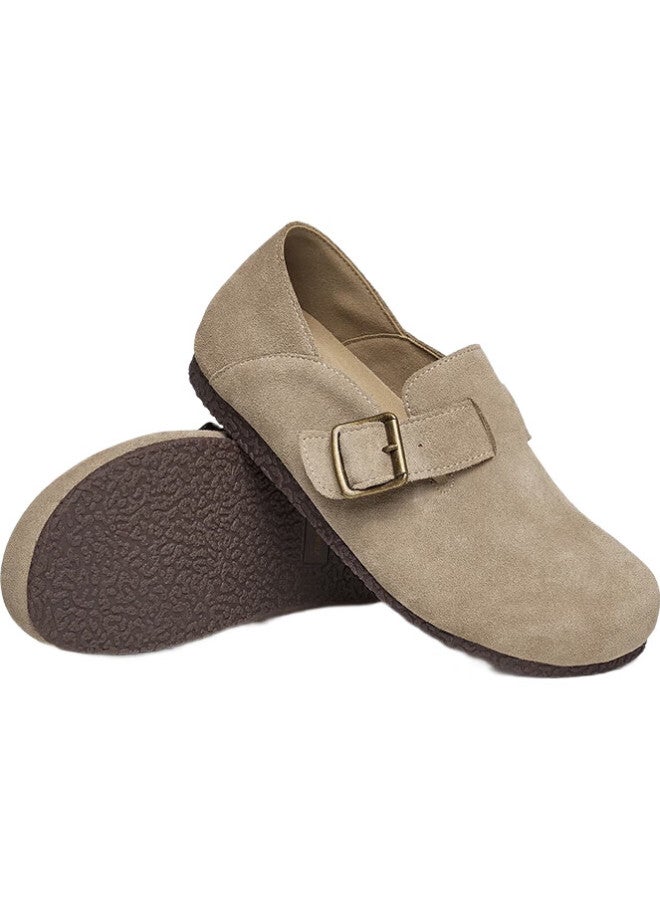 YEARCON Women'S Round Toe Flat Bottom Buckle Shoes 26790W Khaki Single Shoes Size 36 - Image 3