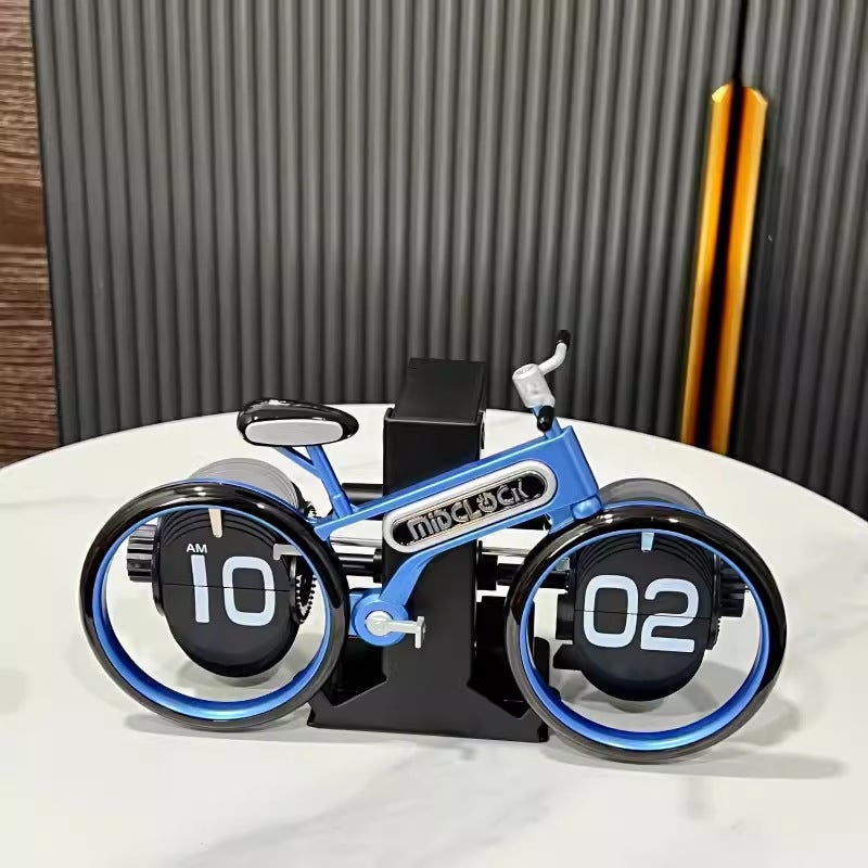 Creative bicycle page turning clock home desktop personalized bicycle shape page turning clock cycling cycling decorative desk clock