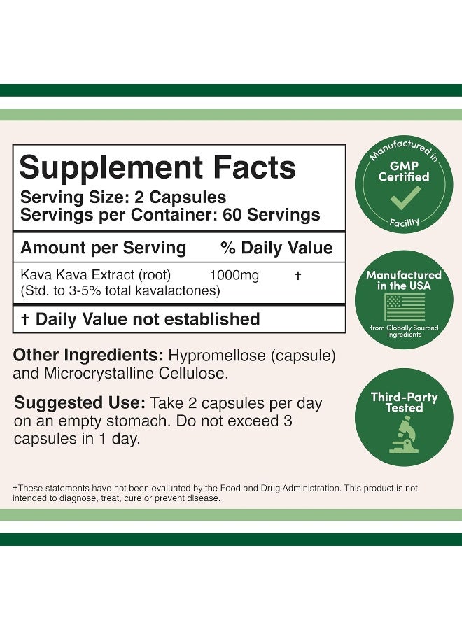 كبسولات كافا كافا 1000 ملغ لكل حصة، 120 كبسولة - Image 2