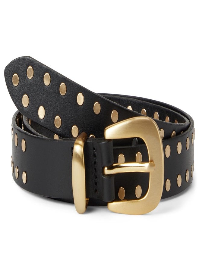 Made Well Madewell Womens Clean Western Flat Stud Belt, True Black, X-Large - Image 1