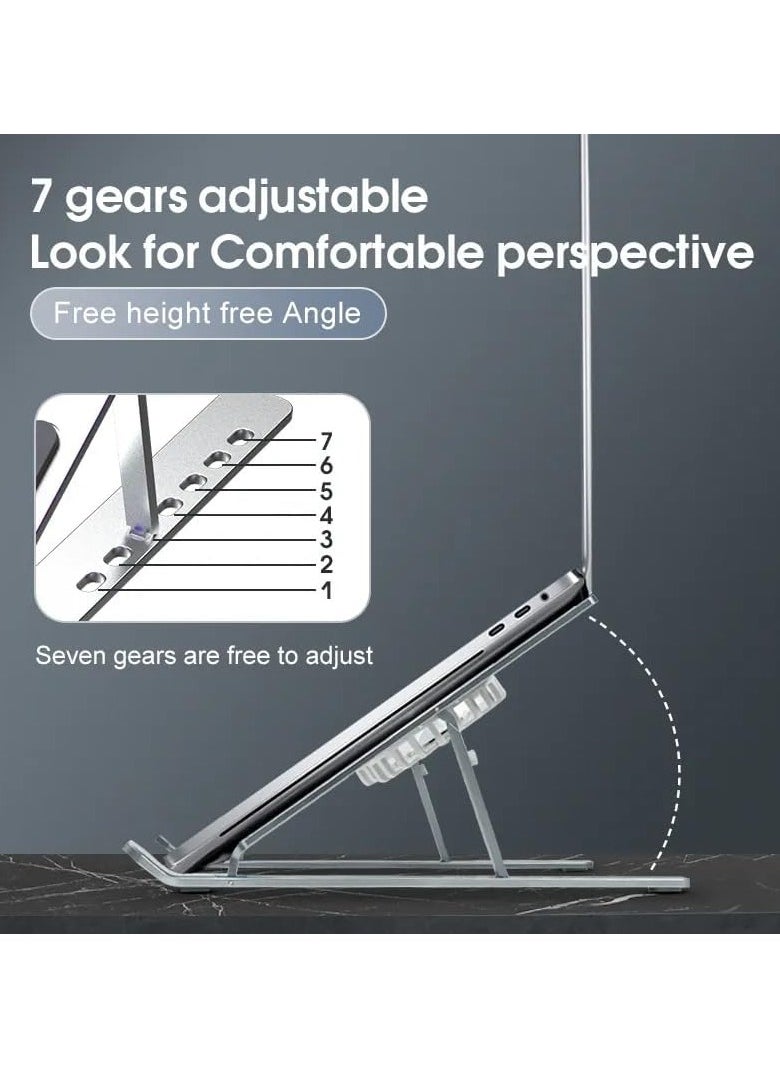 Generic - Laptop Stand with Cooling Pad & Fans – 7-Level Adjustable, Aluminum, Foldable & Portable, Fits 10-15.6” Laptops (Silver) - Image 1
