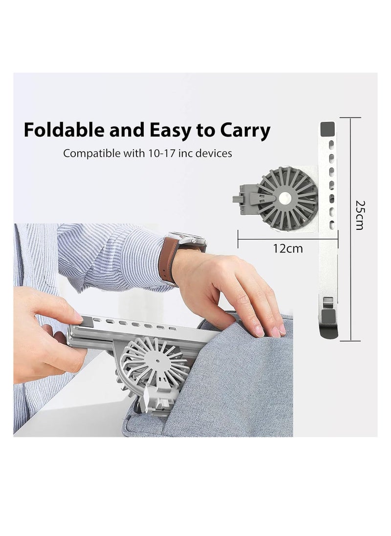 Generic - Laptop Stand with Cooling Pad & Fans – 7-Level Adjustable, Aluminum, Foldable & Portable, Fits 10-15.6” Laptops (Silver) - Image 1