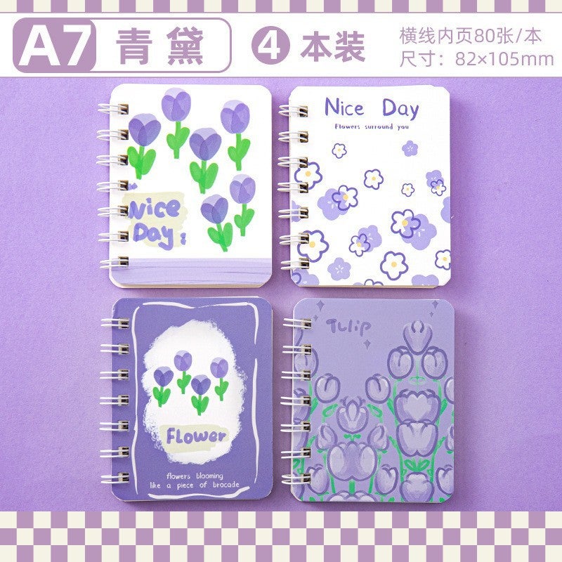 Flower Series A7 Notebook – 80 Pages Portable Student Learning Supplies - Image 1
