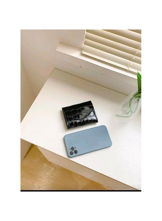 zoba Luxury women's wallet with a crocodile-embossed leather pattern – a stylish and compact mini design with multiple card slots and a pocket for bills and coins – durable, glossy leather material that easily fits in any bag – perfect organization and everyday convenience in one compact and fashionable wallet – black color - Image 5