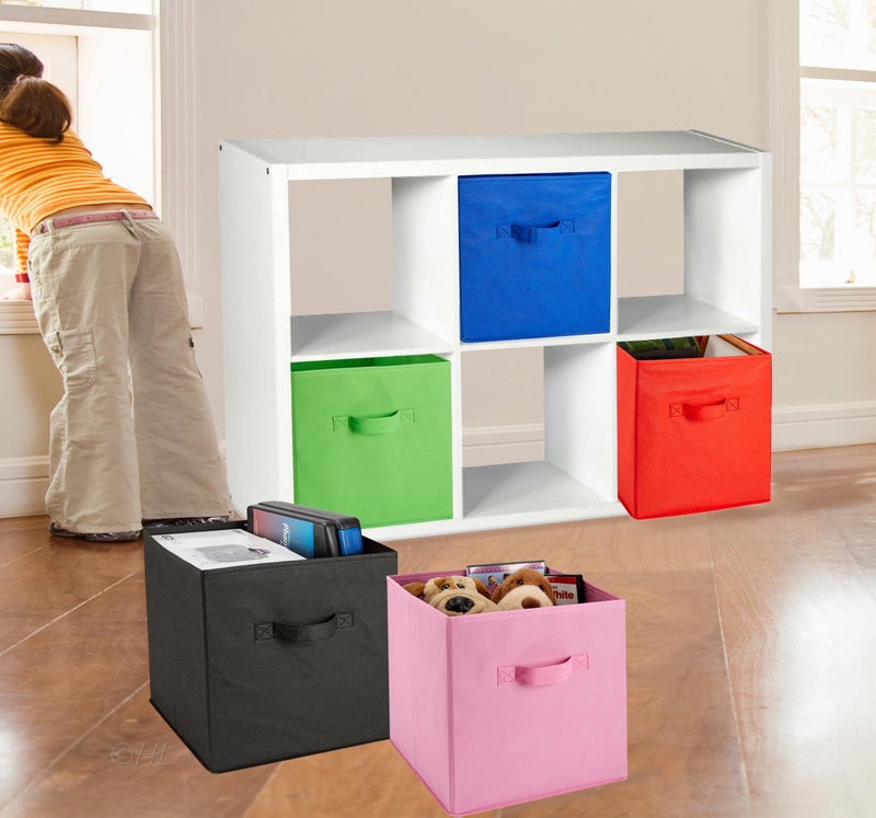 Handy Laundry Handy Laundry Foldable Cube Storage Bins - 6 Pack - Decorative Fabric Storage Cubes are Collapsible & Great Organizer for Shelf  Closet or Underbed. Convenient for Clothes or Kids Toy Storage (Black) - Image 3