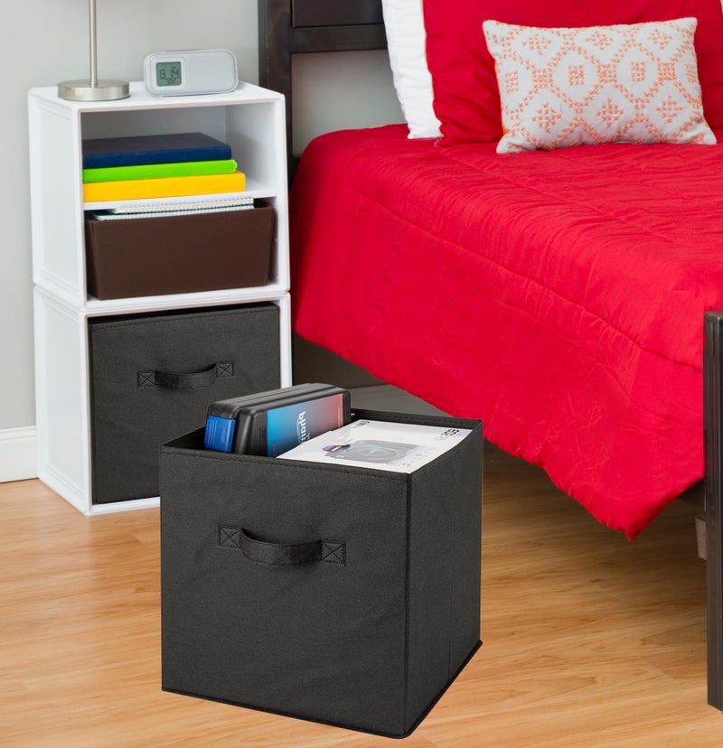 Handy Laundry Handy Laundry Foldable Cube Storage Bins - 6 Pack - Decorative Fabric Storage Cubes are Collapsible & Great Organizer for Shelf  Closet or Underbed. Convenient for Clothes or Kids Toy Storage (Black) - Image 2