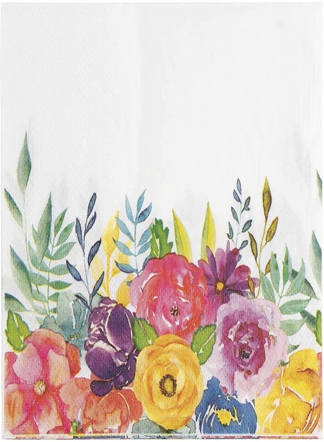Juvale Floral Paper Cocktail Napkins - 100 Count, 2-Ply, 6.5 x 6.5 In Folded/13 x 13 In Unfolded, Assorted Blooms - Dinner Napkins, Tear-Resistant & Absorbent - Image 1
