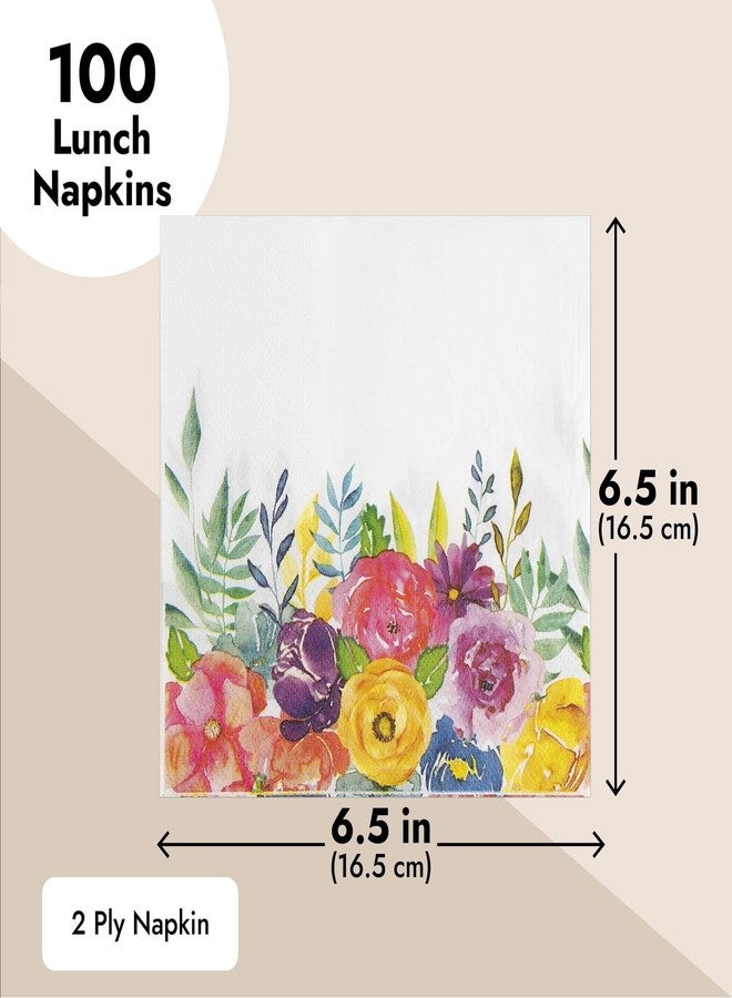 Juvale Floral Paper Cocktail Napkins - 100 Count, 2-Ply, 6.5 x 6.5 In Folded/13 x 13 In Unfolded, Assorted Blooms - Dinner Napkins, Tear-Resistant & Absorbent - Image 5