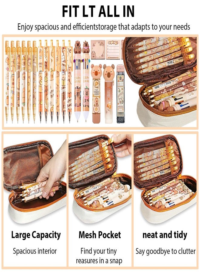 Daphilly Cute Capybara School Supplies Stationery Set Kawaii Stationery Birthday Christmas Gifts Includes Eraser Mechanical Pencils Erasers Correction Tape Pencil Holder Gel Pens,for Office School Supplies - Image 3