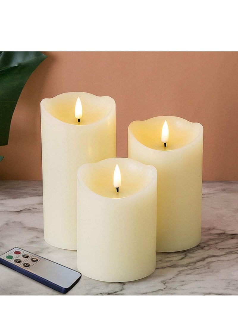 Cool Baby COOLBABY Off-White Flameless Candle with Remote Flicker Simulation Real Candle LED Battery Candle 3-Piece Set  - Image 1