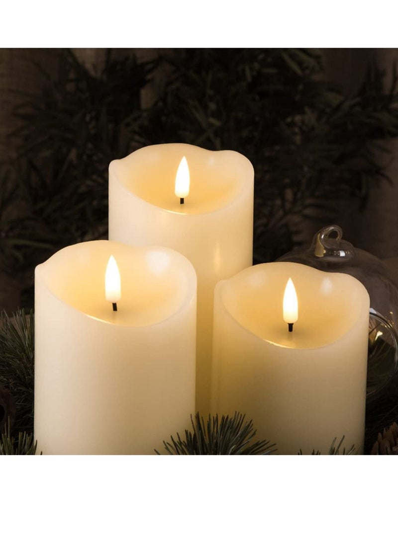 Cool Baby COOLBABY Off-White Flameless Candle with Remote Flicker Simulation Real Candle LED Battery Candle 3-Piece Set  - Image 5