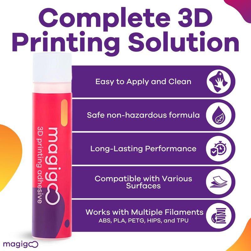 Magigoo  Magigoo, MO2018 3D Printer Adhesive Glue â€“ Reduces Warping for ABS, PLA, PETG, HIPS, ASA, and TPU Filaments â€“ Flex Plate, Glass, PEI, Buildtak, and Kapton Compatible - All-in-One Solution (4 fl. oz) - Image 2
