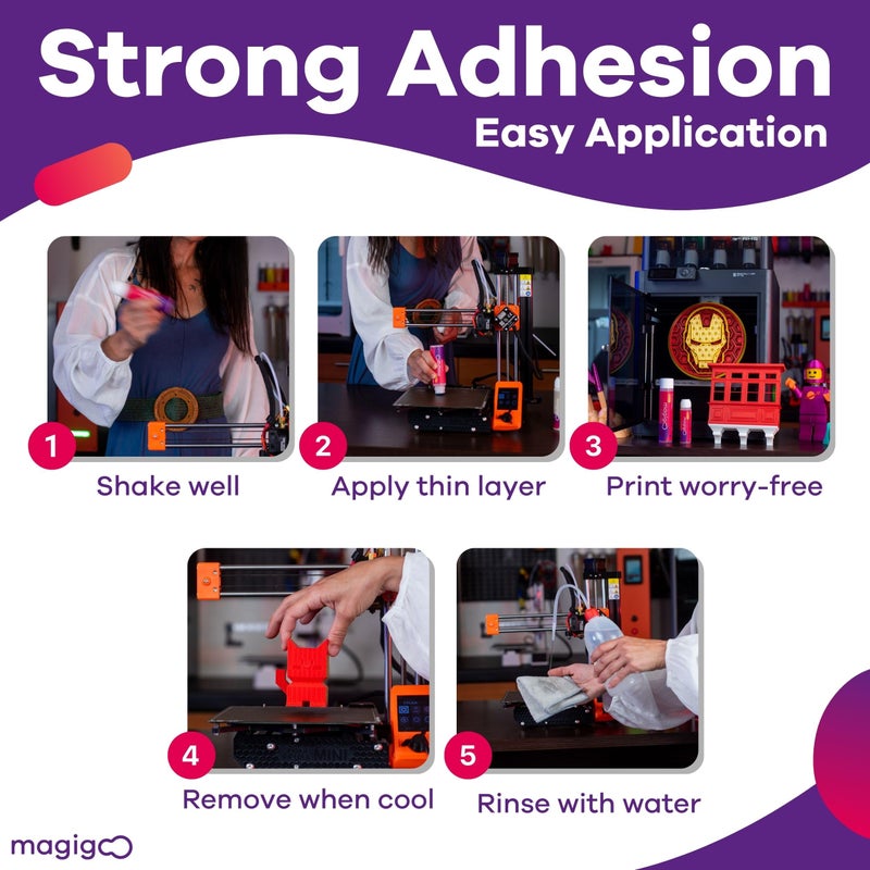 Magigoo  Magigoo, MO2018 3D Printer Adhesive Glue â€“ Reduces Warping for ABS, PLA, PETG, HIPS, ASA, and TPU Filaments â€“ Flex Plate, Glass, PEI, Buildtak, and Kapton Compatible - All-in-One Solution (4 fl. oz) - Image 3