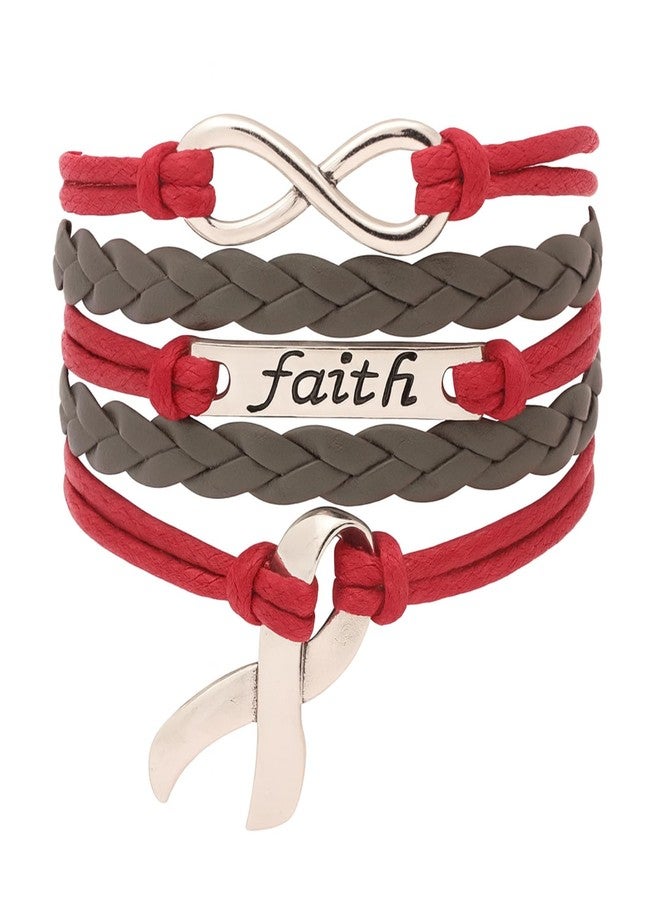 Infinity Collection Hope and Faith Bracelet Jewelry | Cancer Awareness Red and Brown Ribbon Bracelet | Bracelet with Golden Plate Infinity Sign | Survivor Gift for Women - Image 1