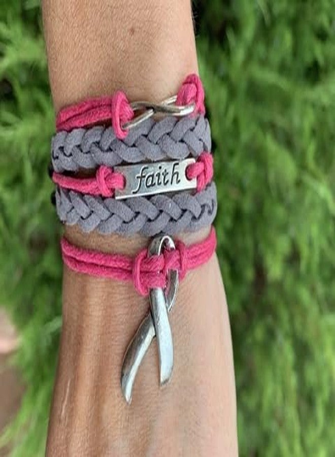 Infinity Collection Hope and Faith Bracelet Jewelry | Cancer Awareness Red and Brown Ribbon Bracelet | Bracelet with Golden Plate Infinity Sign | Survivor Gift for Women - Image 2