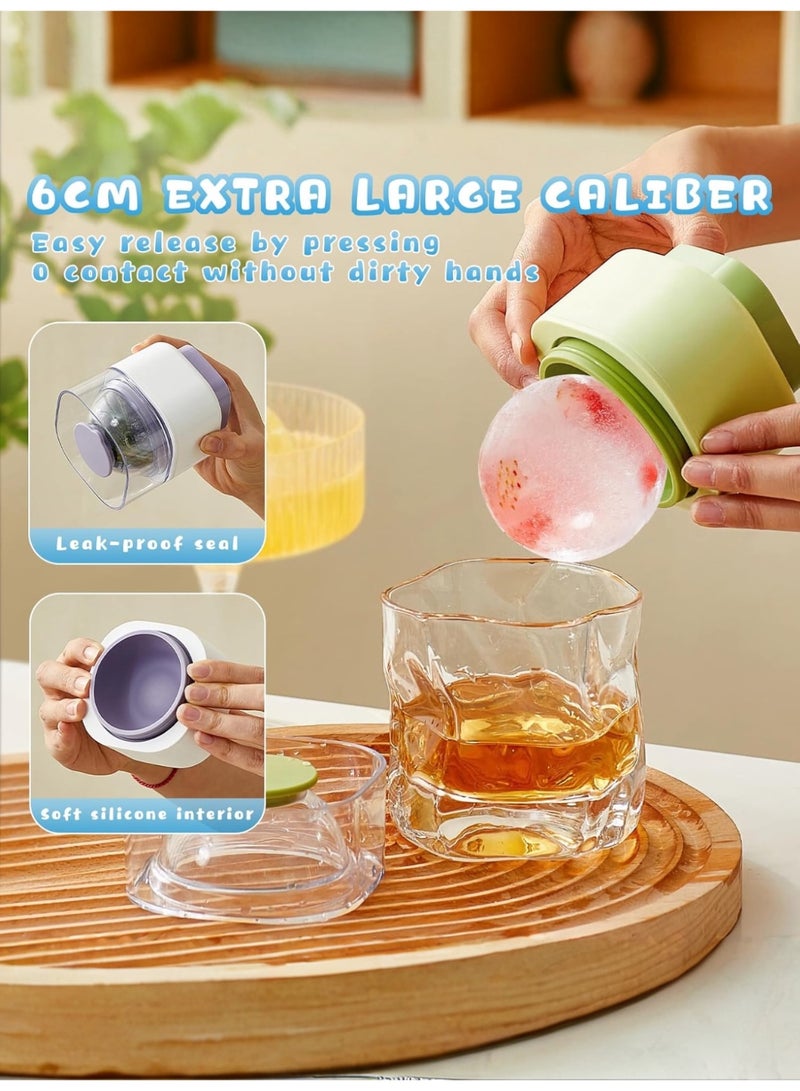 قالب مكعبات ثلج سيليكون دائري، صانع كرات ثلج بحجم 2.5 بوصة قابل لإعادة الاستخدام مع غطاء وسهل الإخراج، مثالي للويسكي والكوكتيلات والبوربون - Image 5