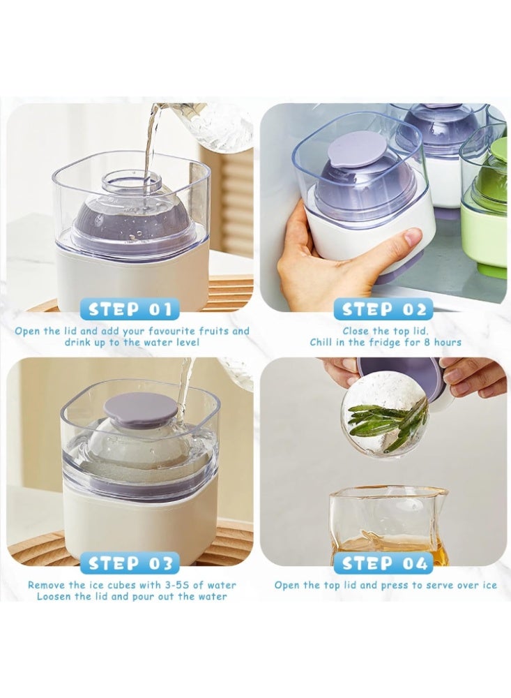 قالب مكعبات ثلج سيليكون دائري، صانع كرات ثلج بحجم 2.5 بوصة قابل لإعادة الاستخدام مع غطاء وسهل الإخراج، مثالي للويسكي والكوكتيلات والبوربون - Image 4