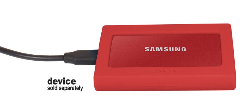 getgear Silicone Bumper for Samsung T7, T7 Touch Portable SSD - 1TB, 2TB, 500GB, USB 3.2, Strong-Shock Absorbing, Slip-Resistant-Red - Image 5