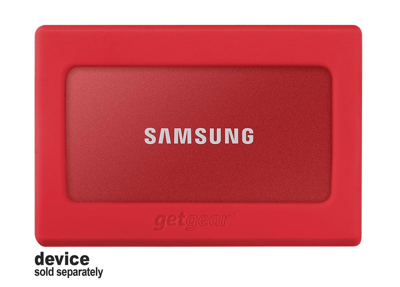 getgear Silicone Bumper for Samsung T7, T7 Touch Portable SSD - 1TB, 2TB, 500GB, USB 3.2, Strong-Shock Absorbing, Slip-Resistant-Red - Image 2