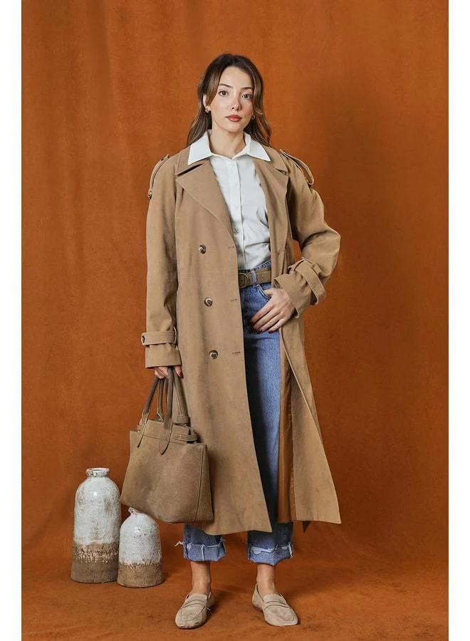 Soul Women's Suede Trench - 32407TRC - VİZON.