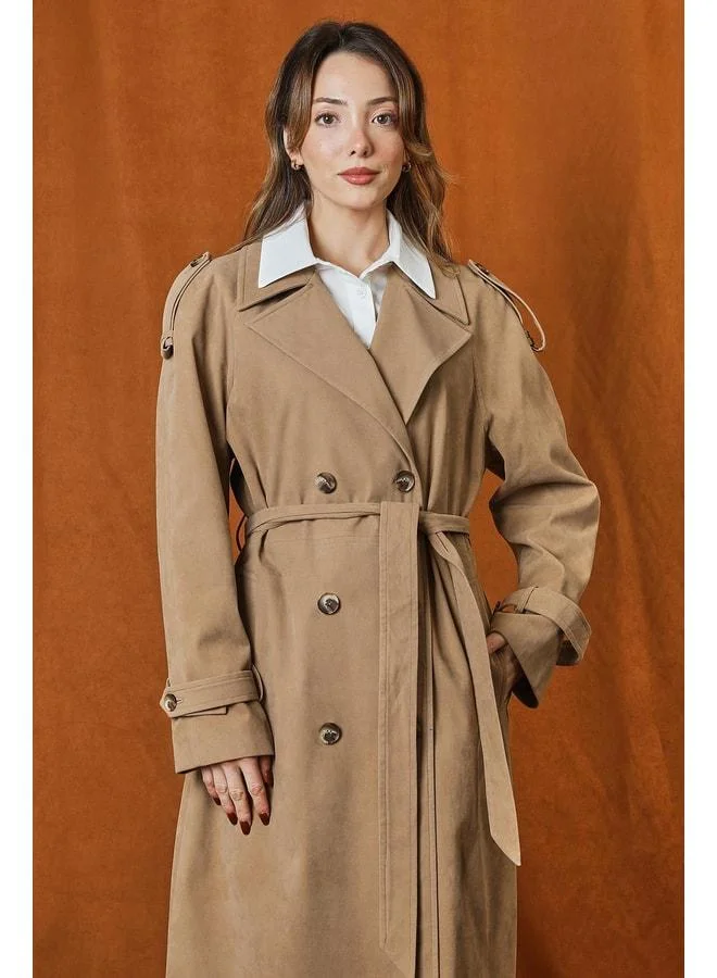 Soul Women's Suede Trench - 32407TRC - VİZON.