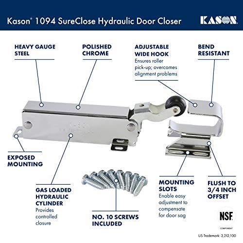 Kason 1094 SureClose Hydraulic Door Closer, Exposed with Flush to 3/4 Inch Hook, 11094000003_11094000026 - Image 2