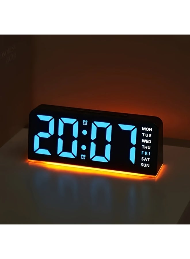 يلا بيك ساعة منبه رقمية، ساعة رقمية LED، سطوع قابل للتعديل و3 إعدادات للمؤقت، تعمل بالطاقة عبر USB، شاشة تعرض ساعة طاولة أيام الأسبوع لديكور غرفة النوم والمكتب وغرفة المعيشة - Image 1