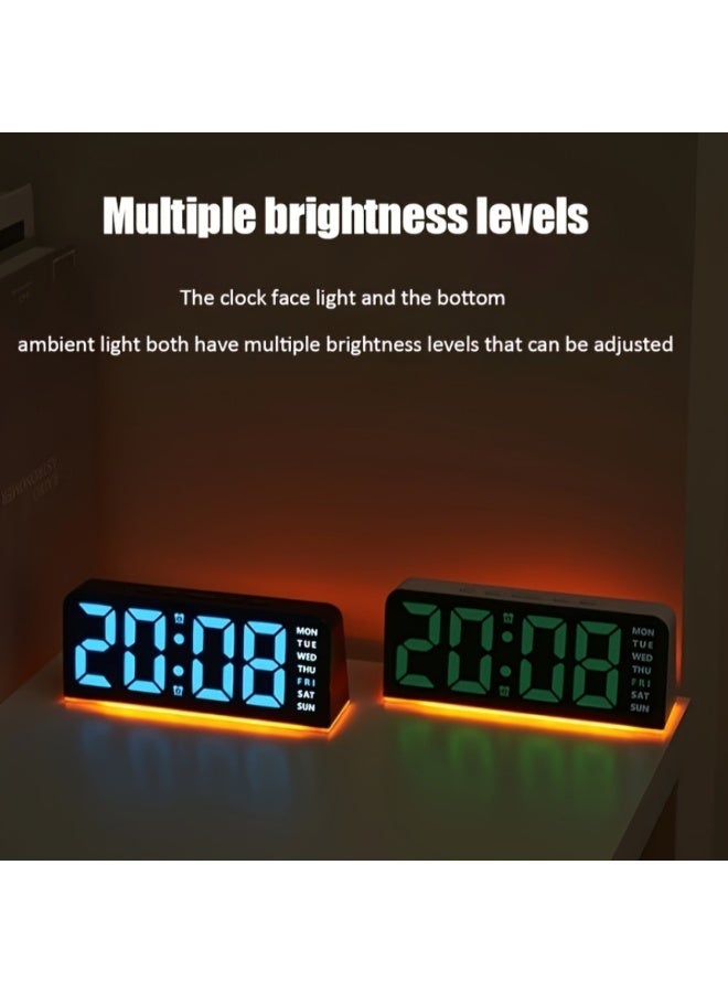 يلا بيك ساعة منبه رقمية، ساعة رقمية LED، سطوع قابل للتعديل و3 إعدادات للمؤقت، تعمل بالطاقة عبر USB، شاشة تعرض ساعة طاولة أيام الأسبوع لديكور غرفة النوم والمكتب وغرفة المعيشة - Image 3