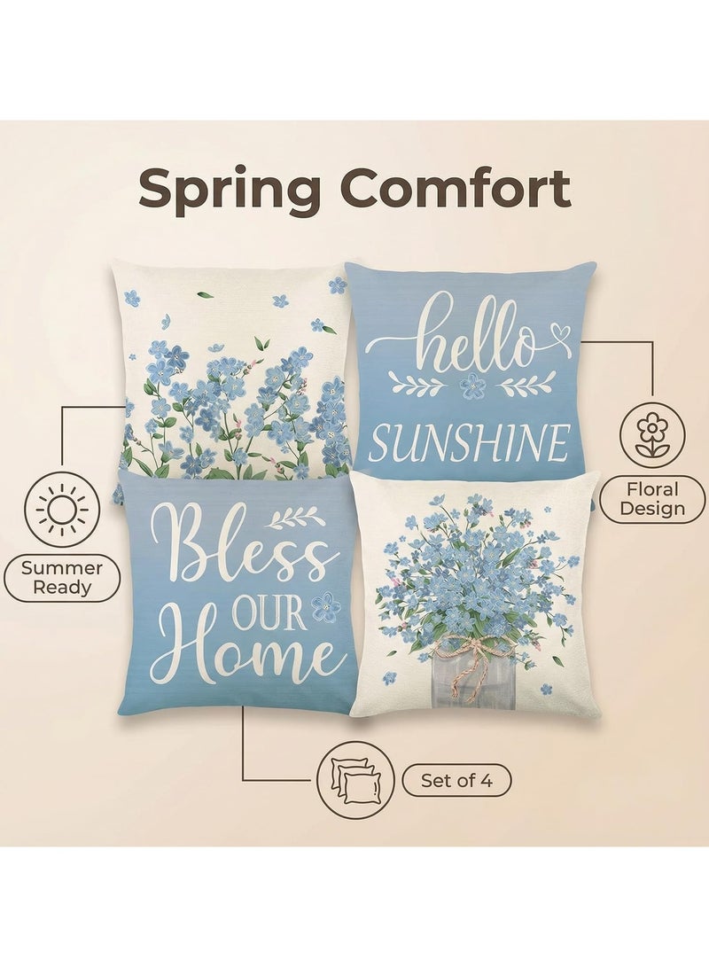 Spring/Summer Pillowcases 18x18, Suitable for Sofas, Outdoor/Indoor Holiday Pillowcases, Set of 4 Tulip Designs, Bless Home Decor Pillowcases, Sofa Cushion Covers - Image 3