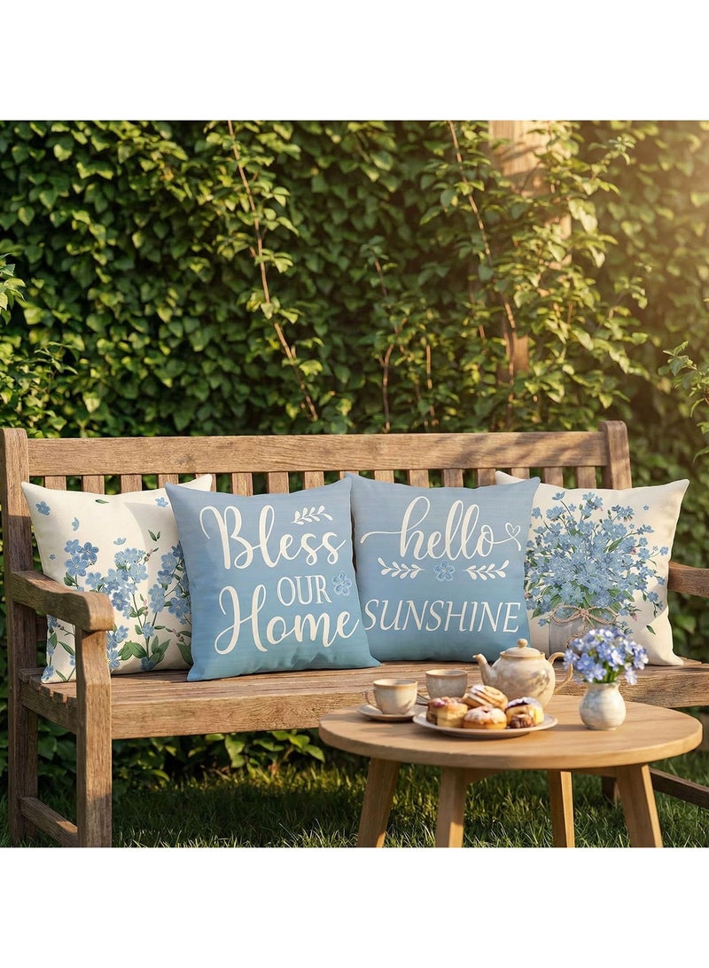 Spring/Summer Pillowcases 18x18, Suitable for Sofas, Outdoor/Indoor Holiday Pillowcases, Set of 4 Tulip Designs, Bless Home Decor Pillowcases, Sofa Cushion Covers - Image 2