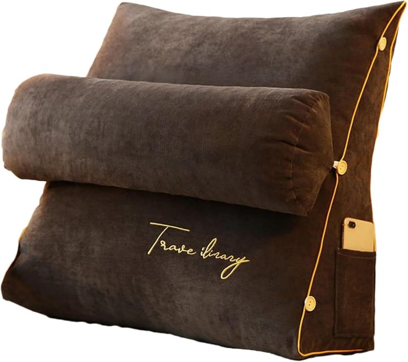 Reading Pillows, The Neck is Adjustable for Sofa Headboards, Lumbar Supports, Backrests, Cushions, Pillows(Dark Coffee,45x45x20cm) - Image 1
