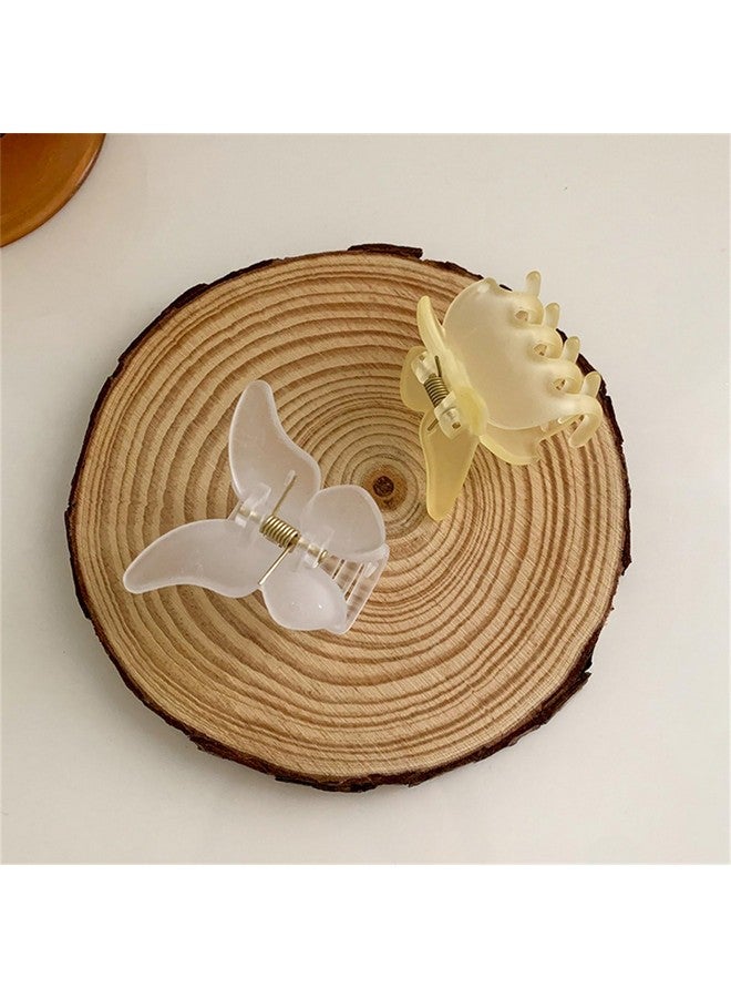 ويسدم مشابك شعر غير لامعة من WISDOM، مشابك فك غير لامعة غير قابلة للانزلاق، مشابك شعر لطيفة ذات تثبيت قوي، شعر سميك ورقيق للنساء والفتيات (10 قطع، فراشة شفافة غير لامعة) - Image 3