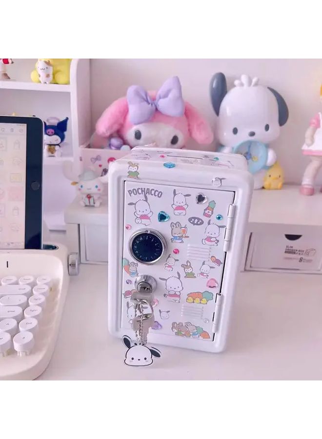 Sanrio Mini Metal Safe Pochacco Coin Storage Password Lock Dual Keys Desktop Organizer - Image 1