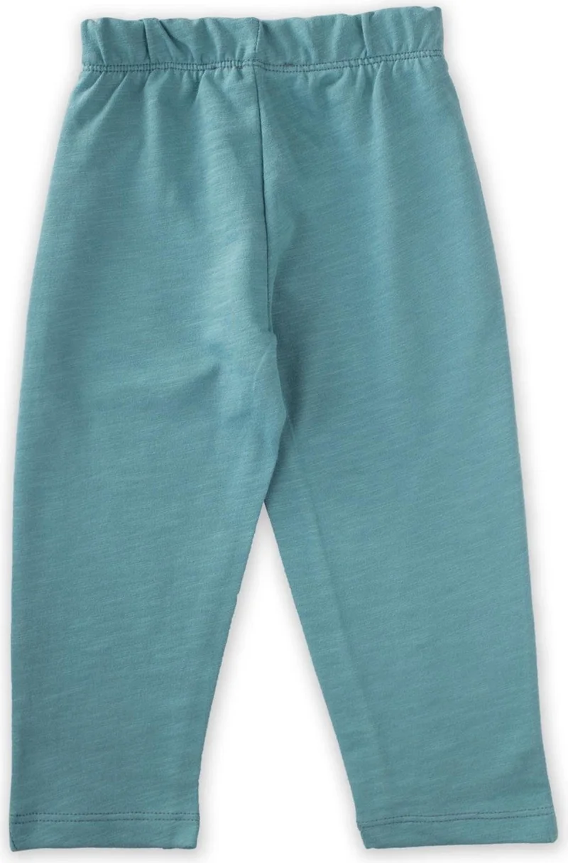 Cigit Turquoise Knitted Trousers with Cinchoe Placket Detail