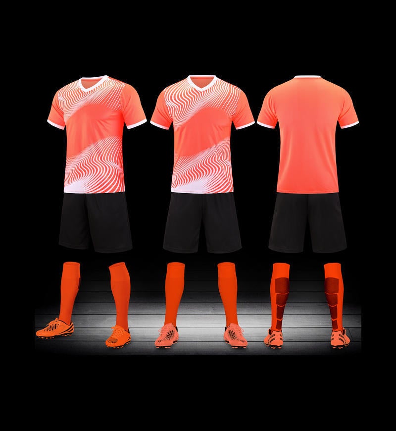 Generic Summer Adult Children Football Clothing Quick-drying suit Team Competition Comprehensive Training Clothing Primary School Students Sports Leisure Clothing Orange/black pants