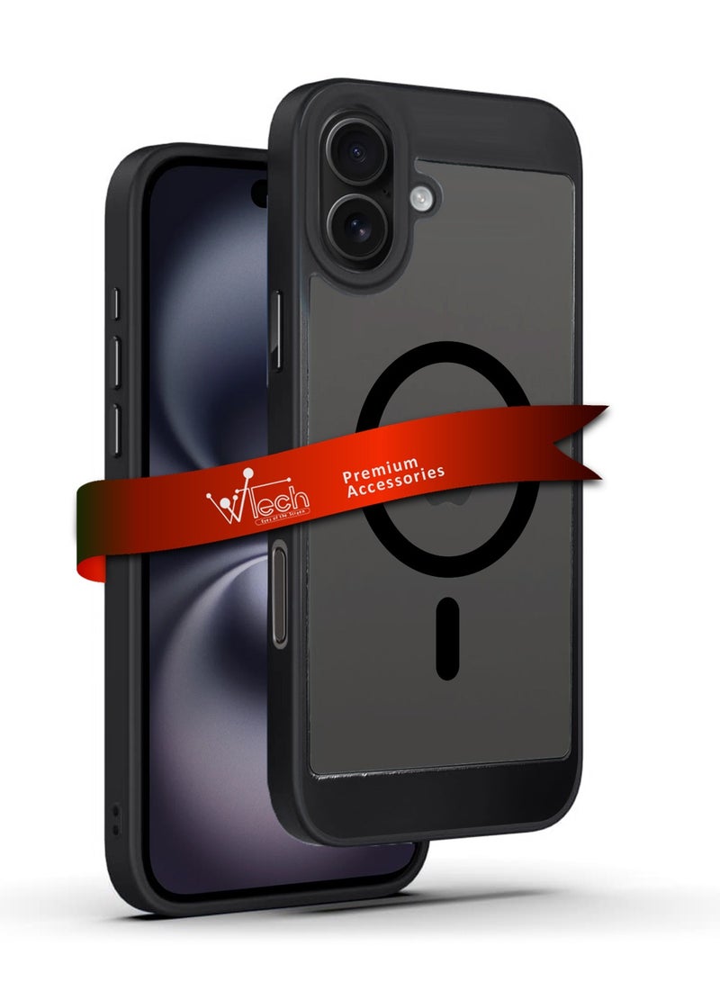 Wtech Apple iPhone 16 Plus 2024 Magsafe Hybrid TPU Silicone Slim Case Cover - Black - Image 1