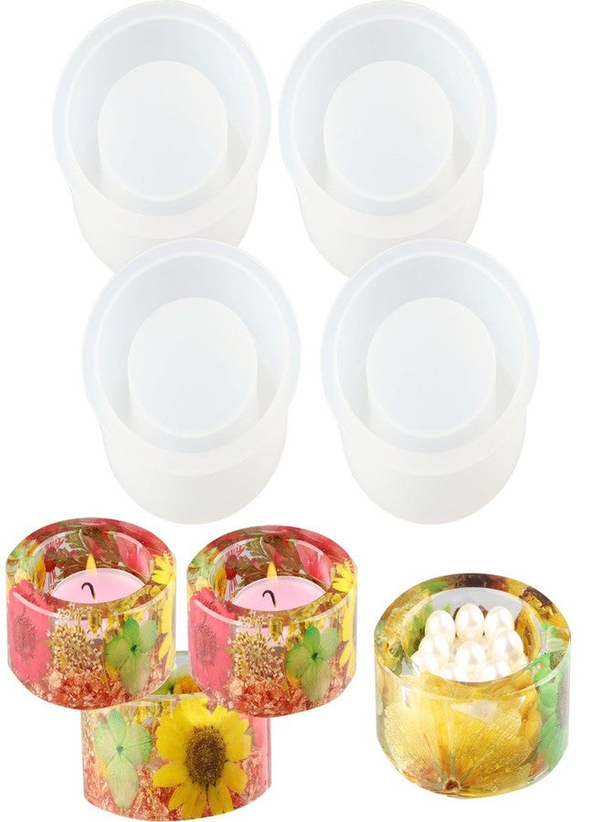 F FYJS Tealight Candle Holder Resin Molds Silicone, 4 Pcs Round Tea Light Candle Holder Molds for Resin, Epoxy Resin Molds for DIY Crafts,Trinket Container,Candlestick,Wedding, Home Decoration - Image 1