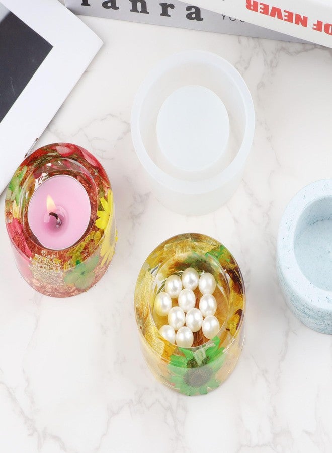 F FYJS Tealight Candle Holder Resin Molds Silicone, 4 Pcs Round Tea Light Candle Holder Molds for Resin, Epoxy Resin Molds for DIY Crafts,Trinket Container,Candlestick,Wedding, Home Decoration - Image 4