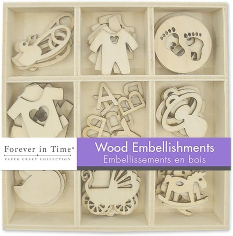 Forever in Time Mini Laser Cuts Wood Shape  Baby  Pram Rocking Horse Pacifier and More  45 Pieces  1 Across - Image 2